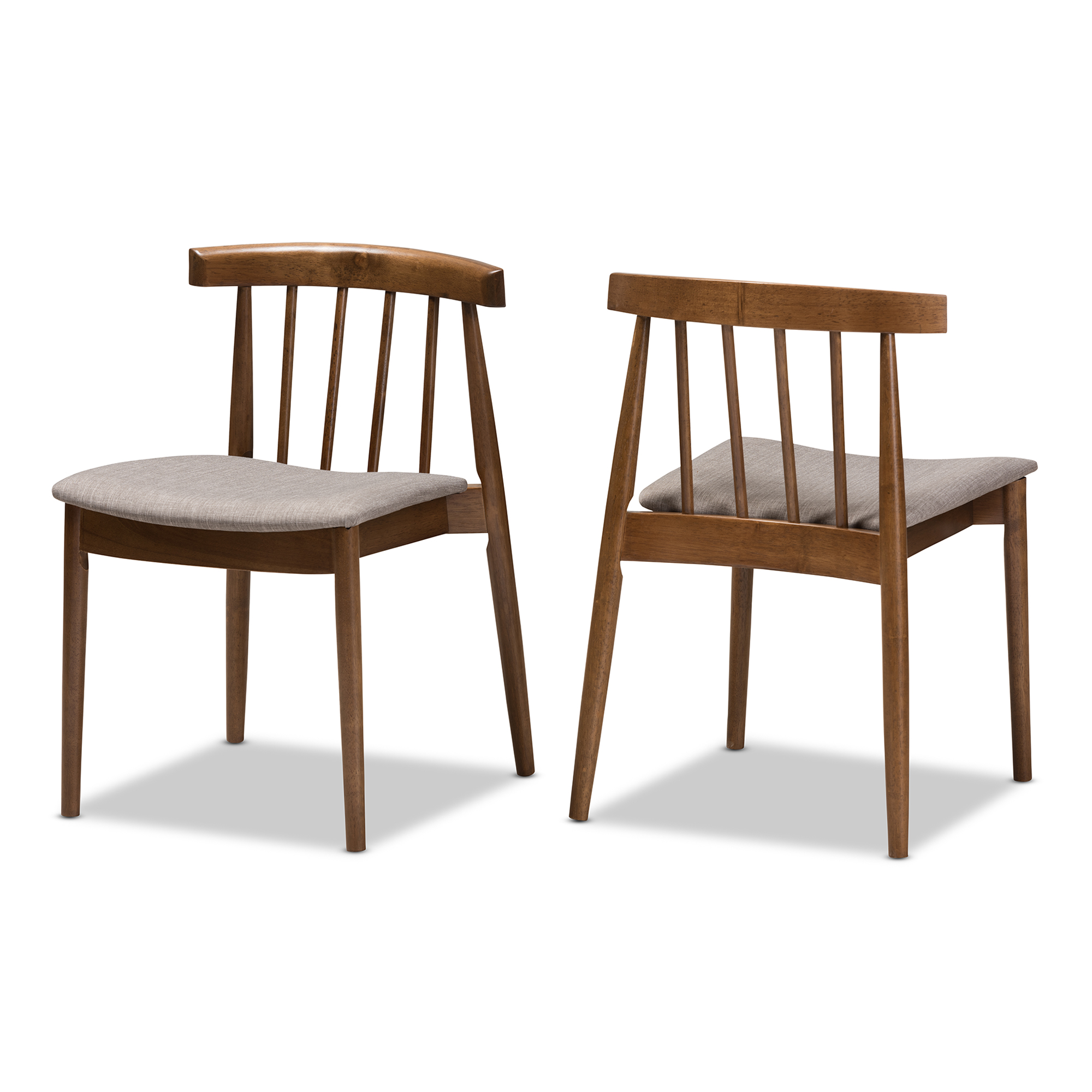 Baxton Studio Wyatt Mid-Century Modern Walnut Wood Dining Chair Set of 2